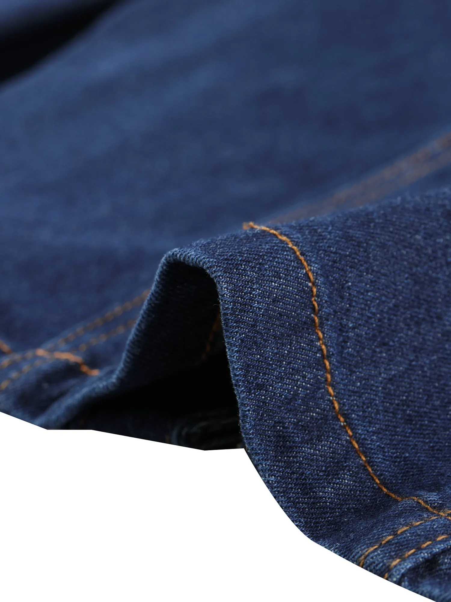 Denim Collarless Long Sleeve Button Down Crop Jean Jacket sold by Allegra K product image thumbnail 5