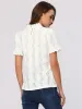 Eyelet Mock Neck Puff Sleeve Ruffle Textured Blouse sold by Allegra K