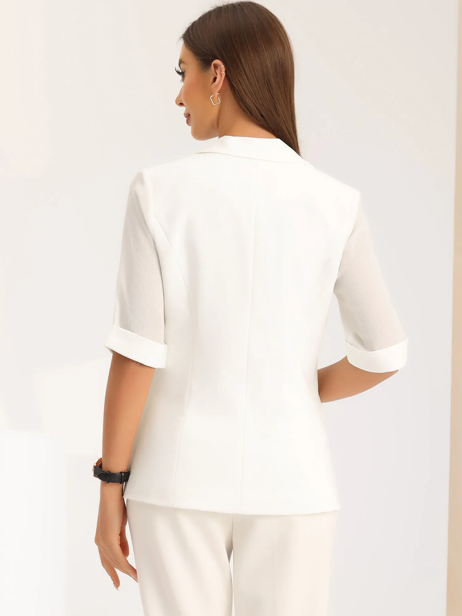 Work Office Short Sleeve One Button Casual Jacket Blazer sold by Allegra K product image thumbnail 2