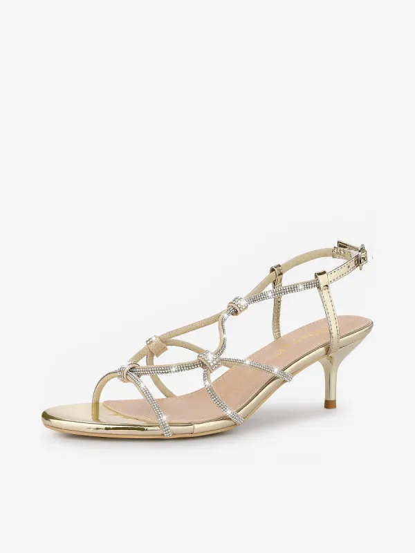 Women's Rhinestone Strappy Slingback Kitten Heel Sandals sold by Allegra K