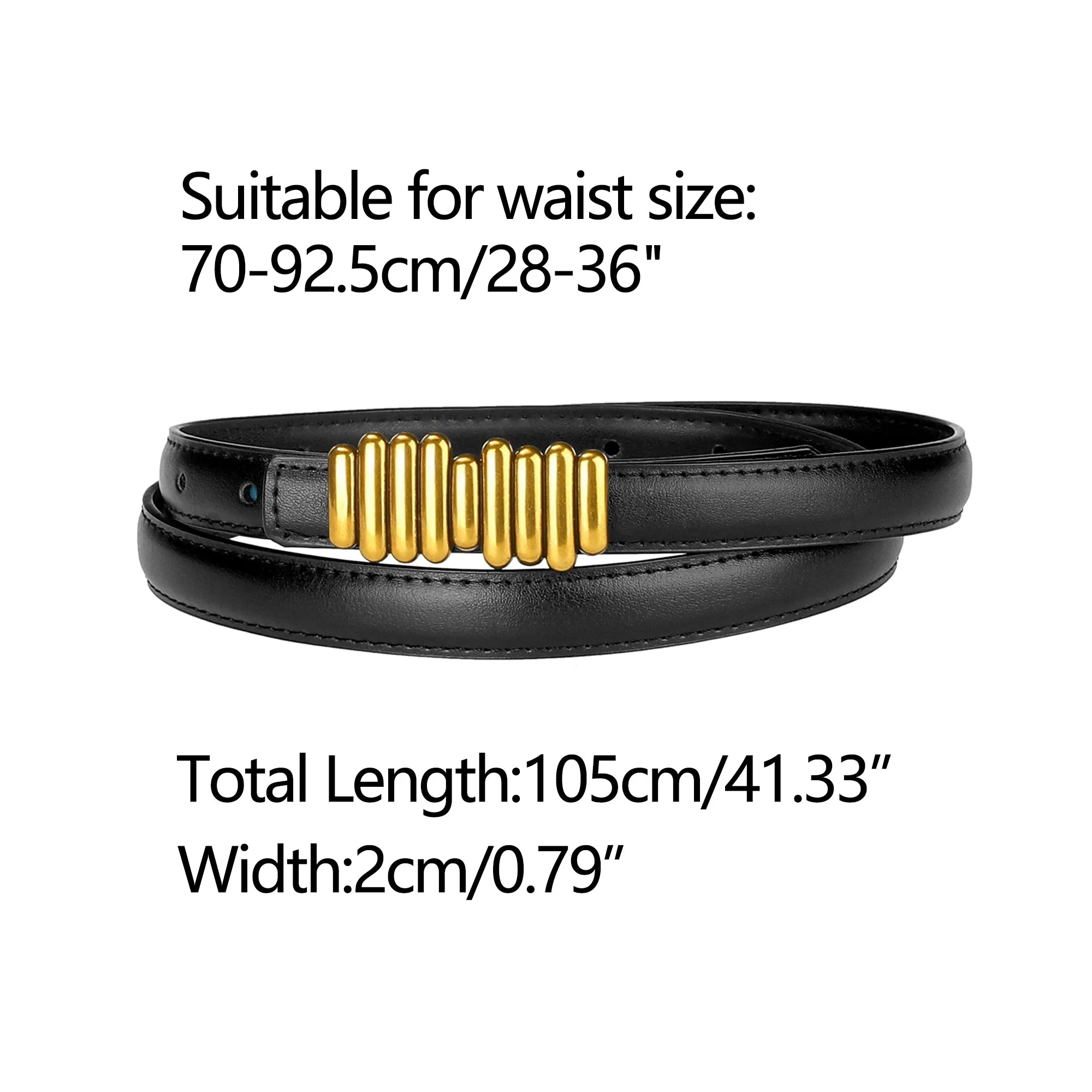 Women's Faux Leather Belts Jeans Dress Thin Waist Belt with Chic Designer Buckle sold by Allegra K product image thumbnail 3