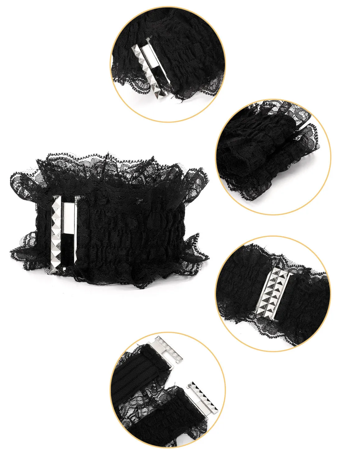 Elastic Fabric Interlocking Buckle Mesh Lace Decor Waist Belt sold by Allegra K product image thumbnail 2