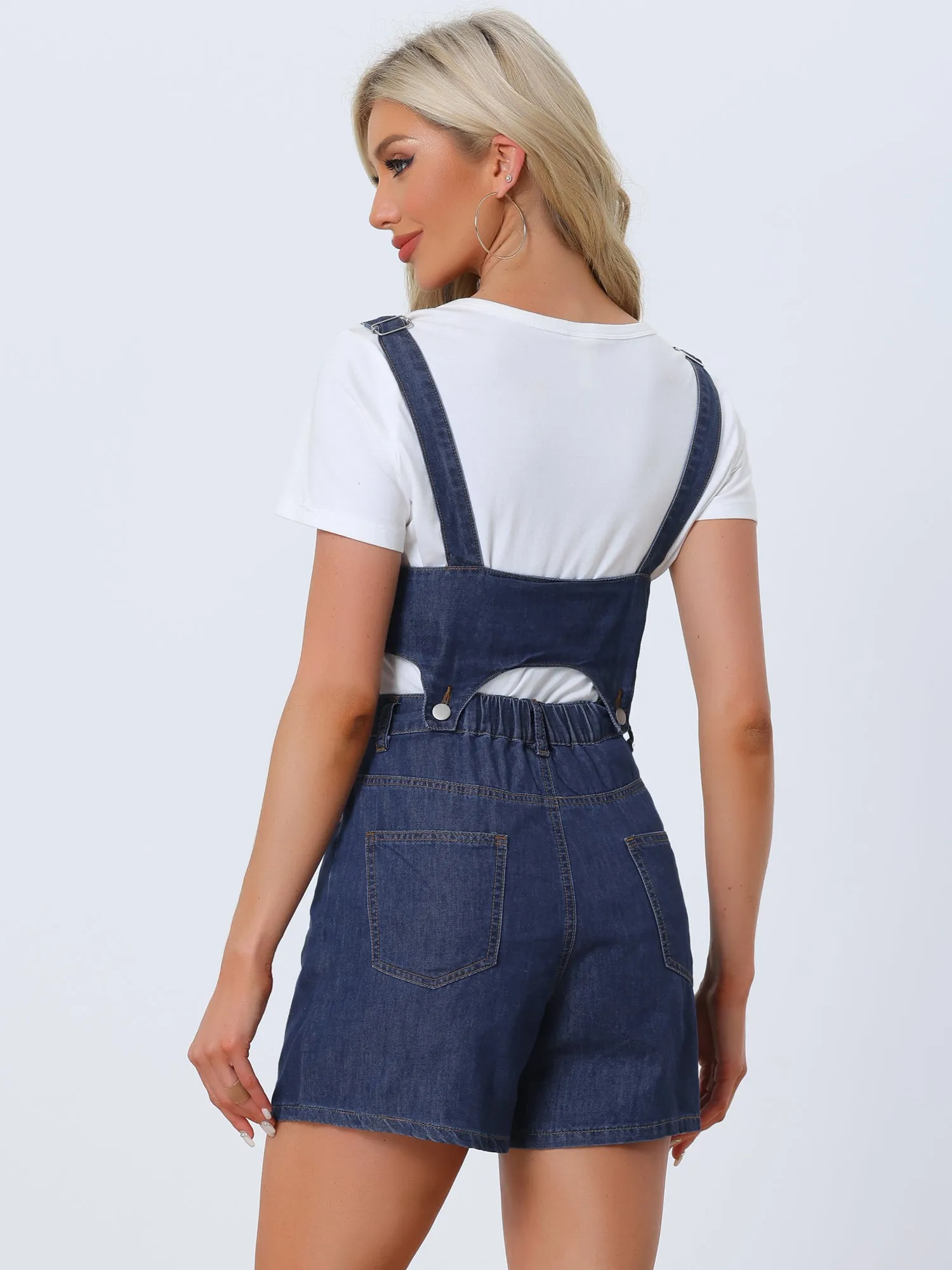 Denim Romper Casual Sleeveless Detachable 2 Piece Set Short Jeans Jumpsuits sold by Allegra K product image thumbnail 3