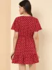 Wrap V Neck Ruffled Flutter Sleeve Belted Printed Flowy Dress sold by Allegra K