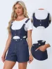 Denim Romper Casual Sleeveless Detachable 2 Piece Set Short Jeans Jumpsuits sold by Allegra K