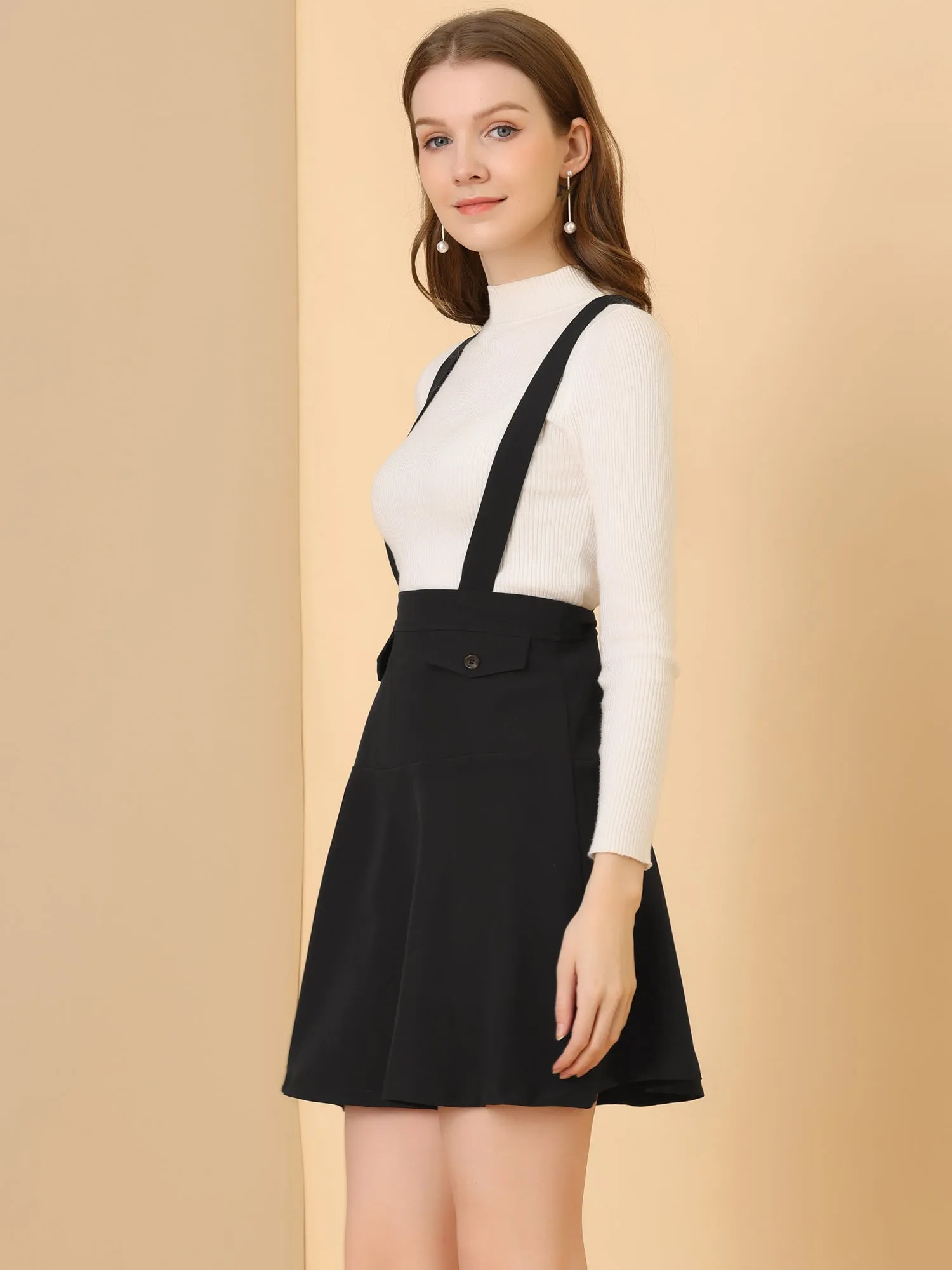 Pinafore Flared Skater Suspender Overall Skirt sold by Allegra K product image thumbnail 3