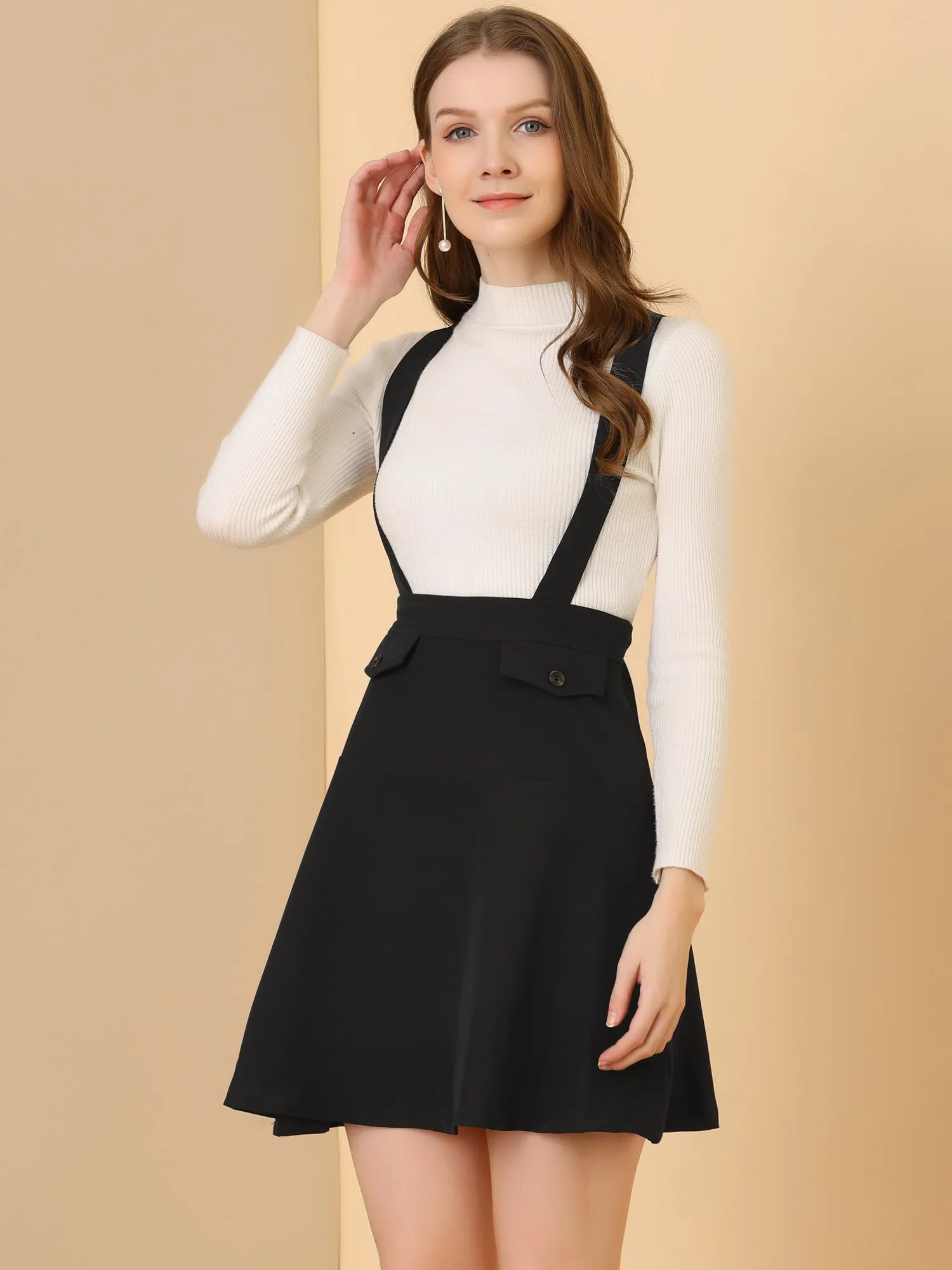 Pinafore Flared Skater Suspender Overall Skirt sold by Allegra K product image thumbnail 2