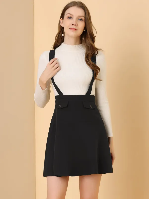 Pinafore Flared Skater Suspender Overall Skirt sold by Allegra K