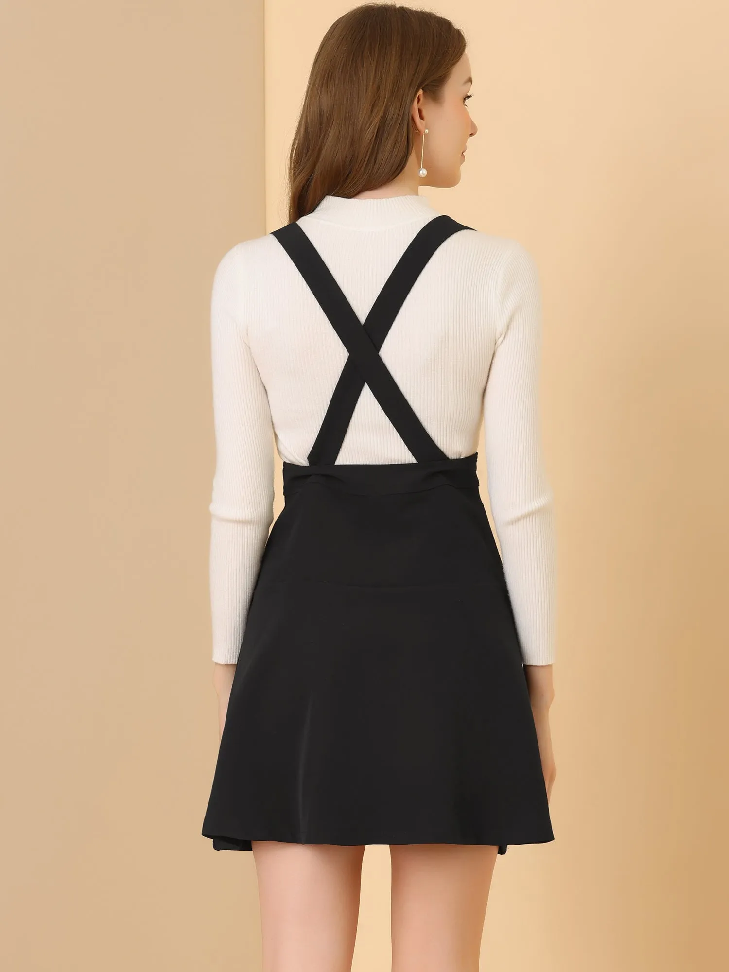 Pinafore Flared Skater Suspender Overall Skirt sold by Allegra K product image thumbnail 4