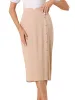 Elastic Waist Slit Hem Linen Casual Midi Pencil Skirt sold by Allegra K