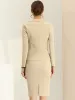 2 Pieces Business Casual Notched Lapel Long Sleeve Blazer & Pencil Skirt Suit Set sold by Allegra K