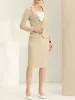 2 Pieces Business Casual Notched Lapel Long Sleeve Blazer & Pencil Skirt Suit Set sold by Allegra K