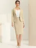 2 Pieces Business Casual Notched Lapel Long Sleeve Blazer & Pencil Skirt Suit Set sold by Allegra K