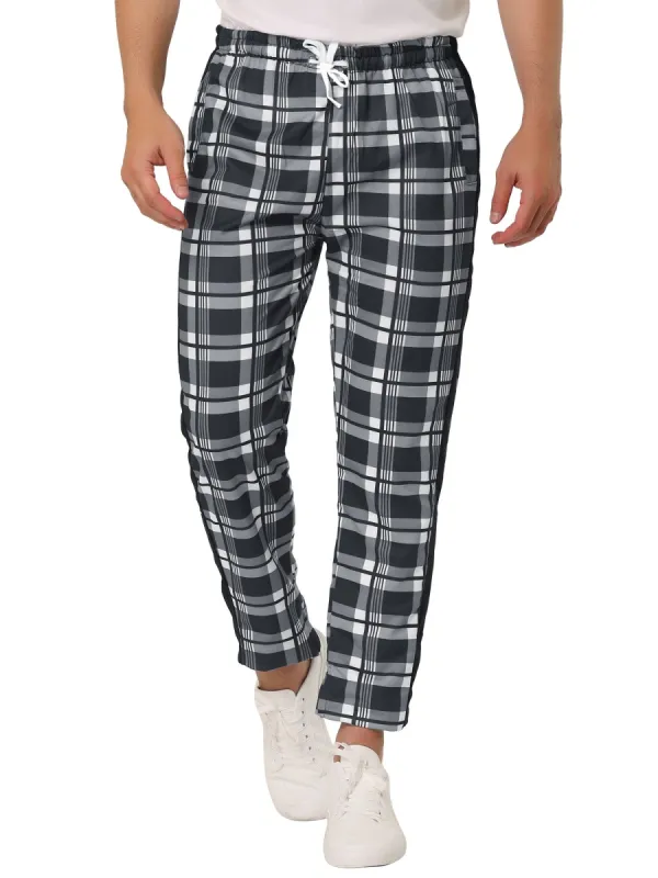 Men's Hip Hop Slim Fit Plaid Track Pants Contrast Color Athletic Jogger Sweatpants sold by Allegra K
