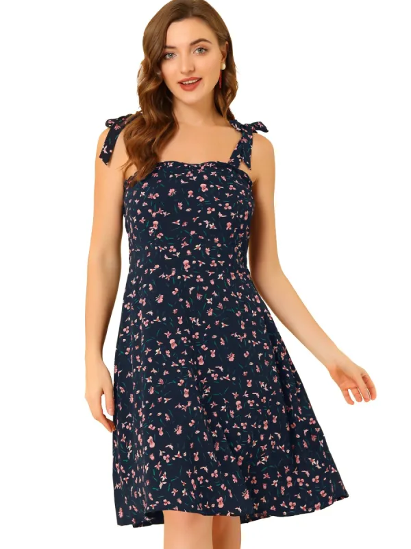 Women's Sundress Spaghetti Strap Floral Smocked Dress sold by Allegra K