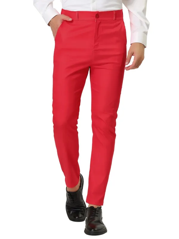 Men's Slim Fit Dress Trousers Flat Front Solid Color Skinny Business Pants sold by Allegra K