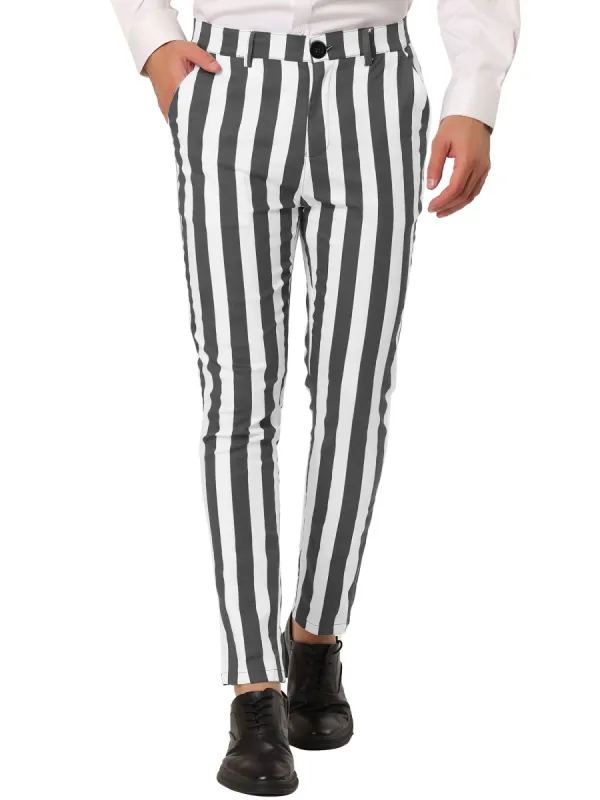 Men's Striped Pants Casual Skinny Fit Color Block Pencil Dress Trousers sold by Allegra K