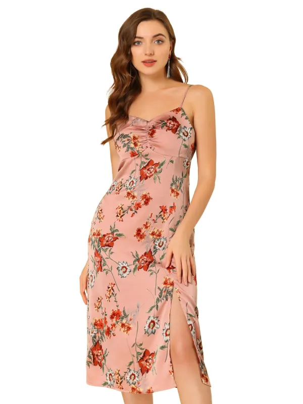 Women's Elegant Spaghetti Strap Floral Midi Dress sold by Allegra K