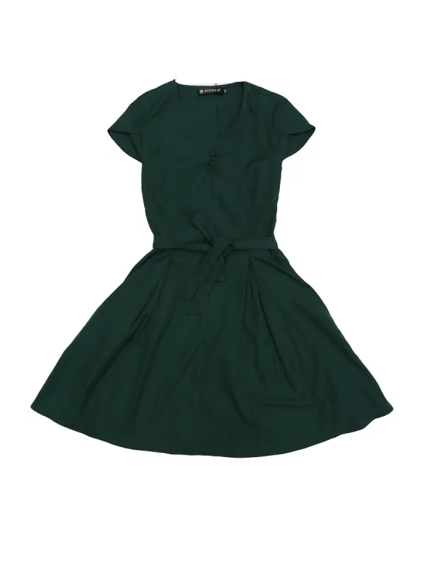 Women's Tulip Sleeve High Rise Flowy A-Line Casual Tie Waist Mini Dress sold by Allegra K