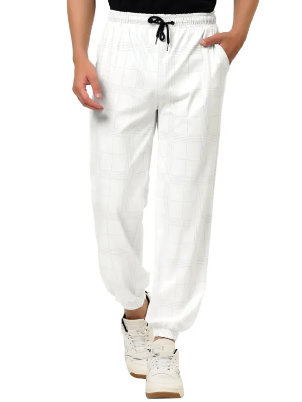 Men's Plaid Jogger Track Pants Casual Athletic Slim Fit Drawstring Check Sweatpants sold by Allegra K