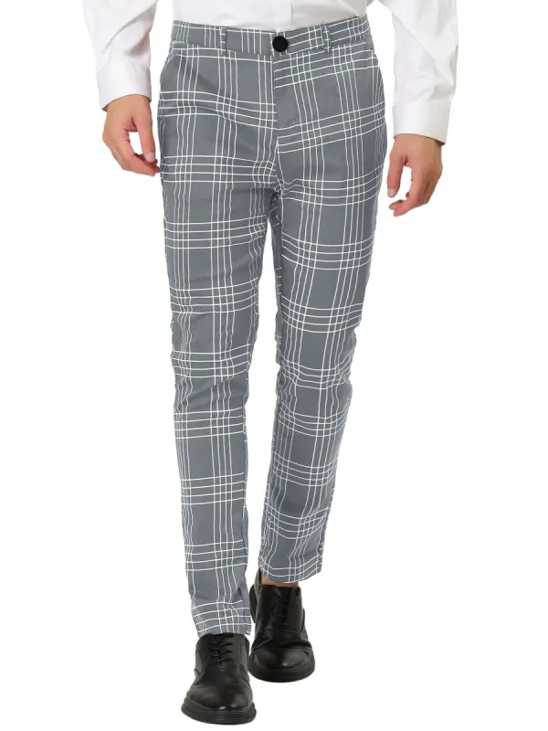 Men's Dress Plaid Pants Formal Slim Fit Printed Business Checked Trousers sold by Allegra K