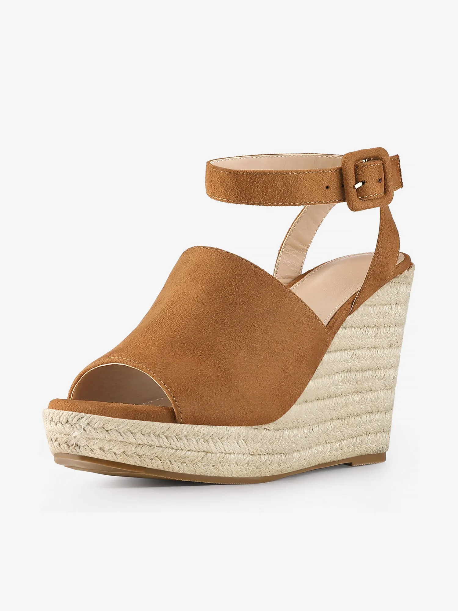 Women's Slingback Open Toe Buckle Espadrille Wedge Heel Sandals sold by Allegra K