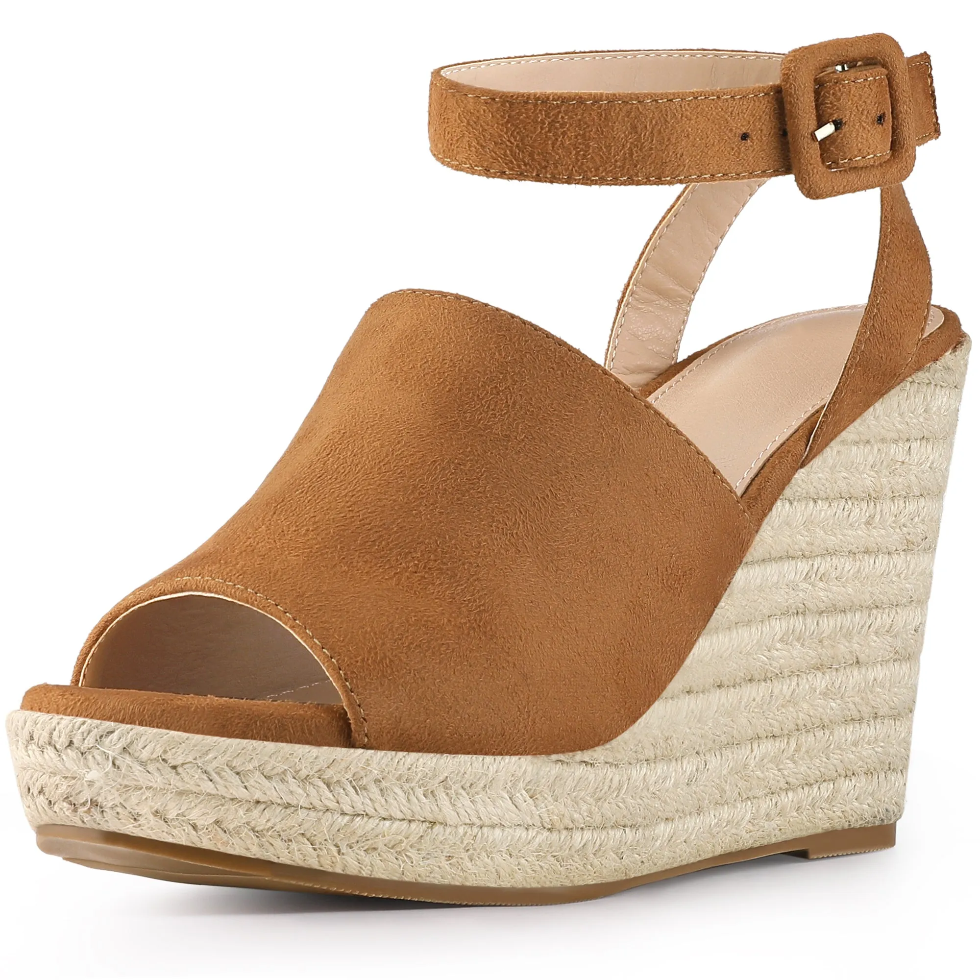 Women's Slingback Open Toe Buckle Espadrille Wedge Heel Sandals sold by Allegra K product image thumbnail 2