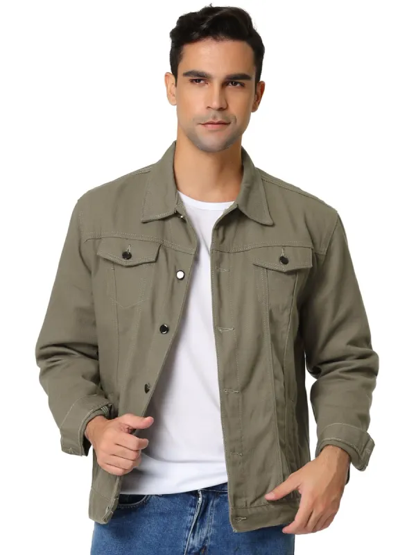 Men's Casual Denim Jacket Slim Fit Western Trucker Jean Coat sold by Allegra K