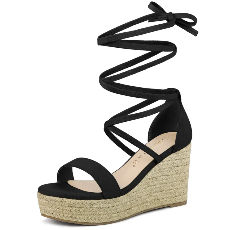 Women's Espadrille Platform Lace Up Wedge Heels Sandals sold by Allegra K