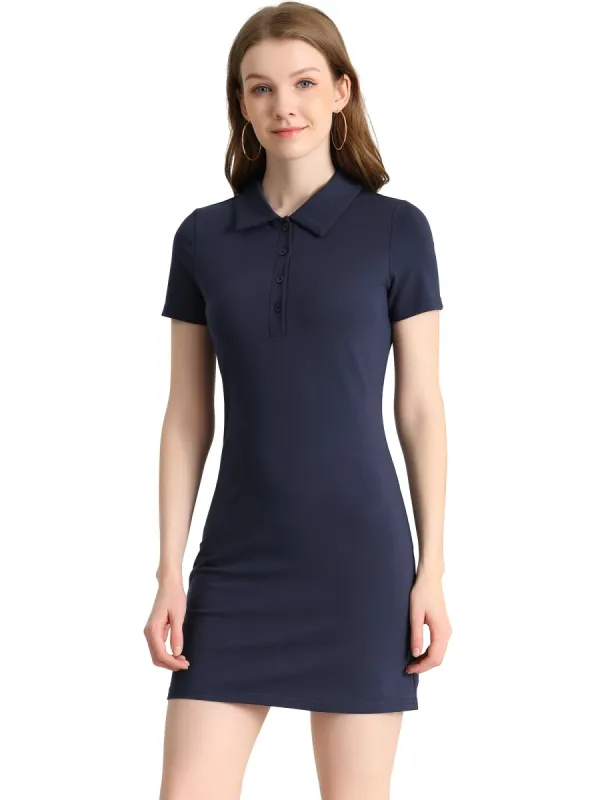 Women's Casual Point Collar Short Sleeve Polo Dress sold by Allegra K