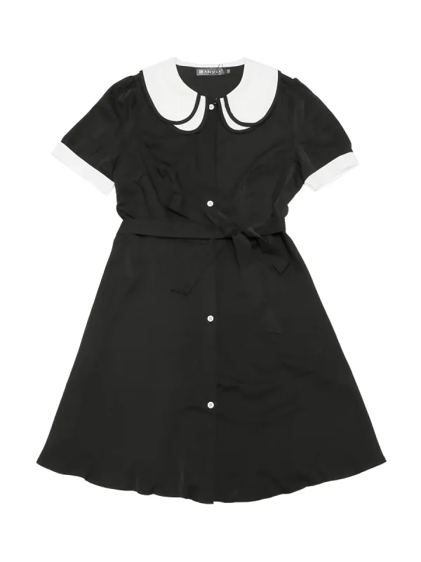 Women's Peter Pan Collar Contrast Button Down Shirt Dress sold by Allegra K