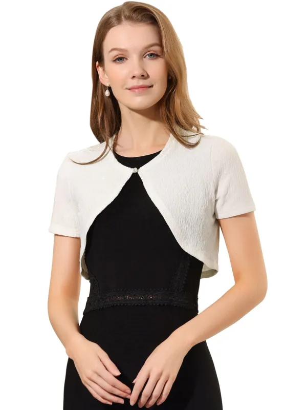 Women's Cropped Cardigan Open Front Knitted Button Bolero Shrug sold by Allegra K