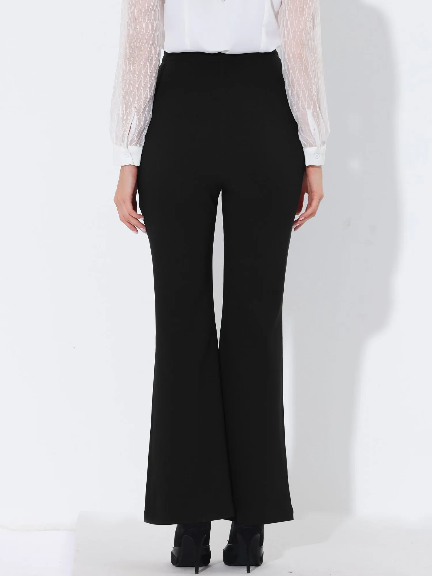 High Waist Work Long Pant Flare Wide Leg Solid Trouser Pants sold by Allegra K product image thumbnail 3