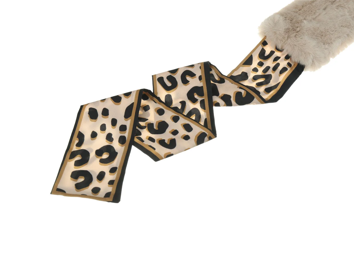 Leopard Ribbons Faux Fur Winter Wrap Collar Plush Neck Scarves Warmer sold by Allegra K product image thumbnail 5