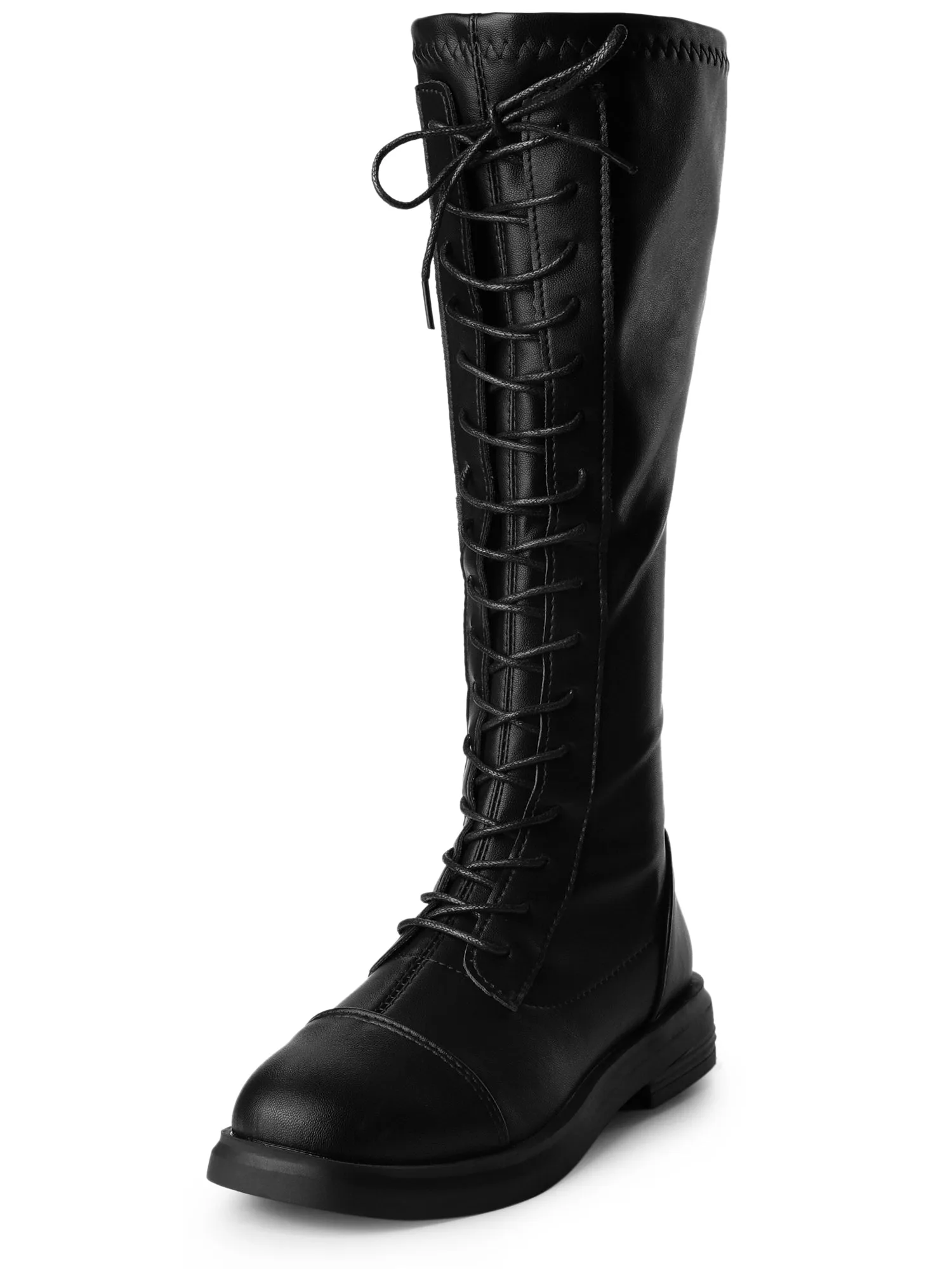 Lace Up Round Toe Flat Low Heel Knee High Boots sold by Allegra K product image thumbnail 2