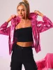 Holographic Party Shiny Lightweight Zipper Hooded Metallic Jacket sold by Allegra K
