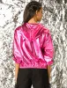 Holographic Party Shiny Lightweight Zipper Hooded Metallic Jacket sold by Allegra K