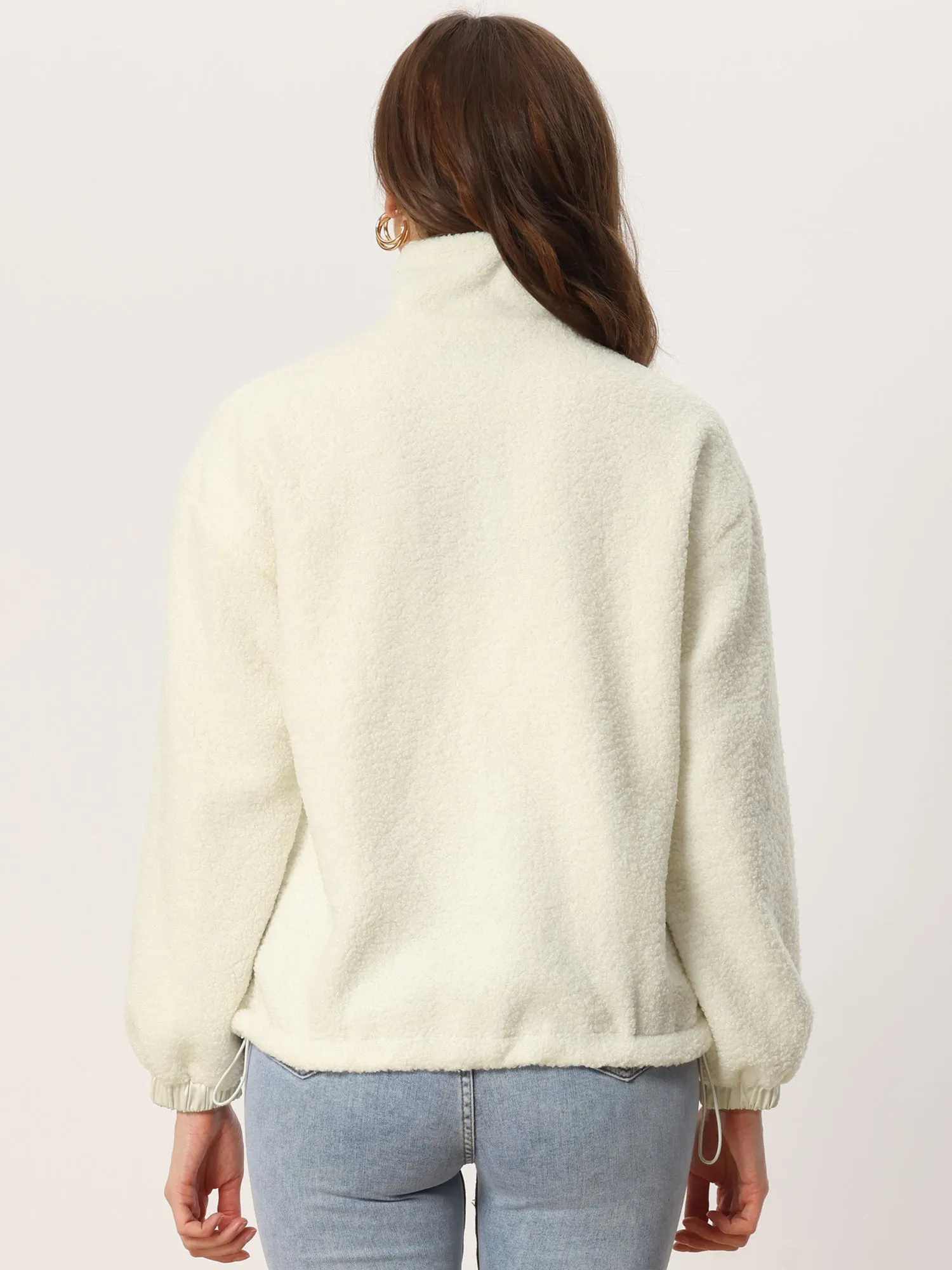 Long Sleeve Lapel Warm Fuzzy Fleece Oversized Pocket Jacket sold by Allegra K product image thumbnail 3