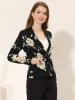 Casual Notch Lapel Single Breasted Printed Office Jacket Blazer sold by Allegra K