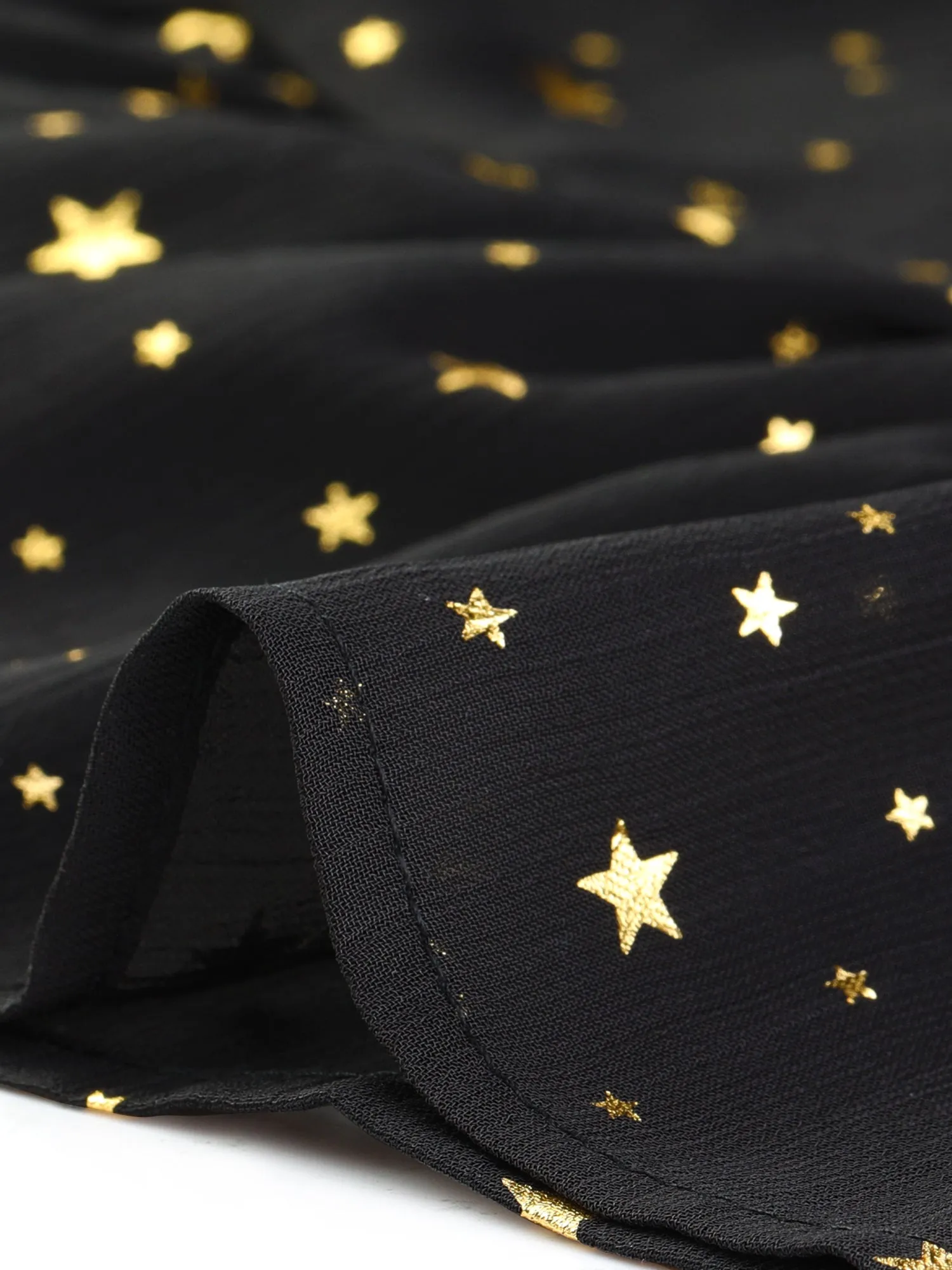 Metallic Star V Neck Button Up Smocked Chiffon Dress sold by Allegra K product image thumbnail 4