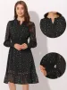 Metallic Star V Neck Button Up Smocked Chiffon Dress sold by Allegra K