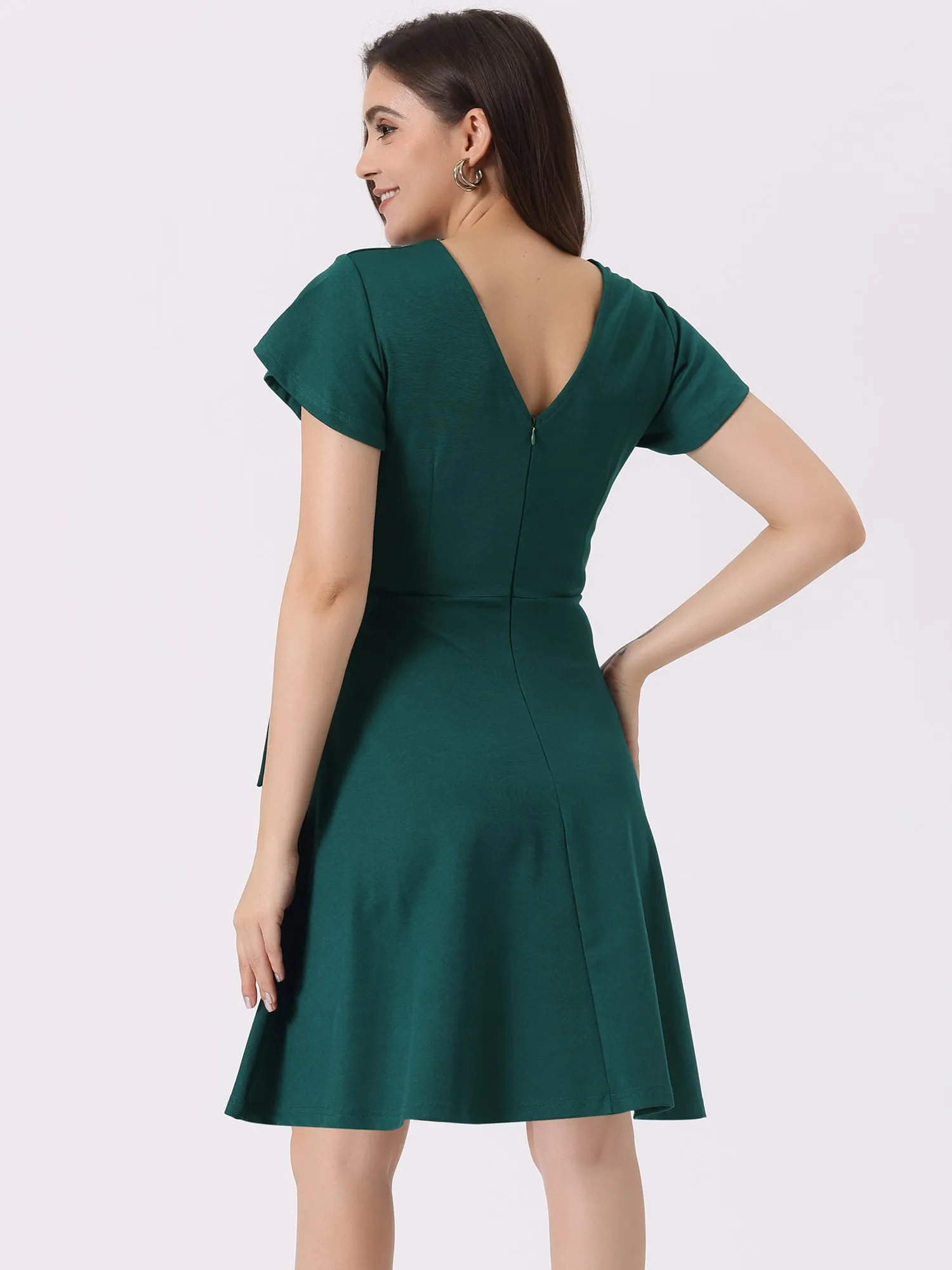 Tie Waist Round Neck Ruffle Short Sleeves Midi Dress sold by Allegra K product image thumbnail 3
