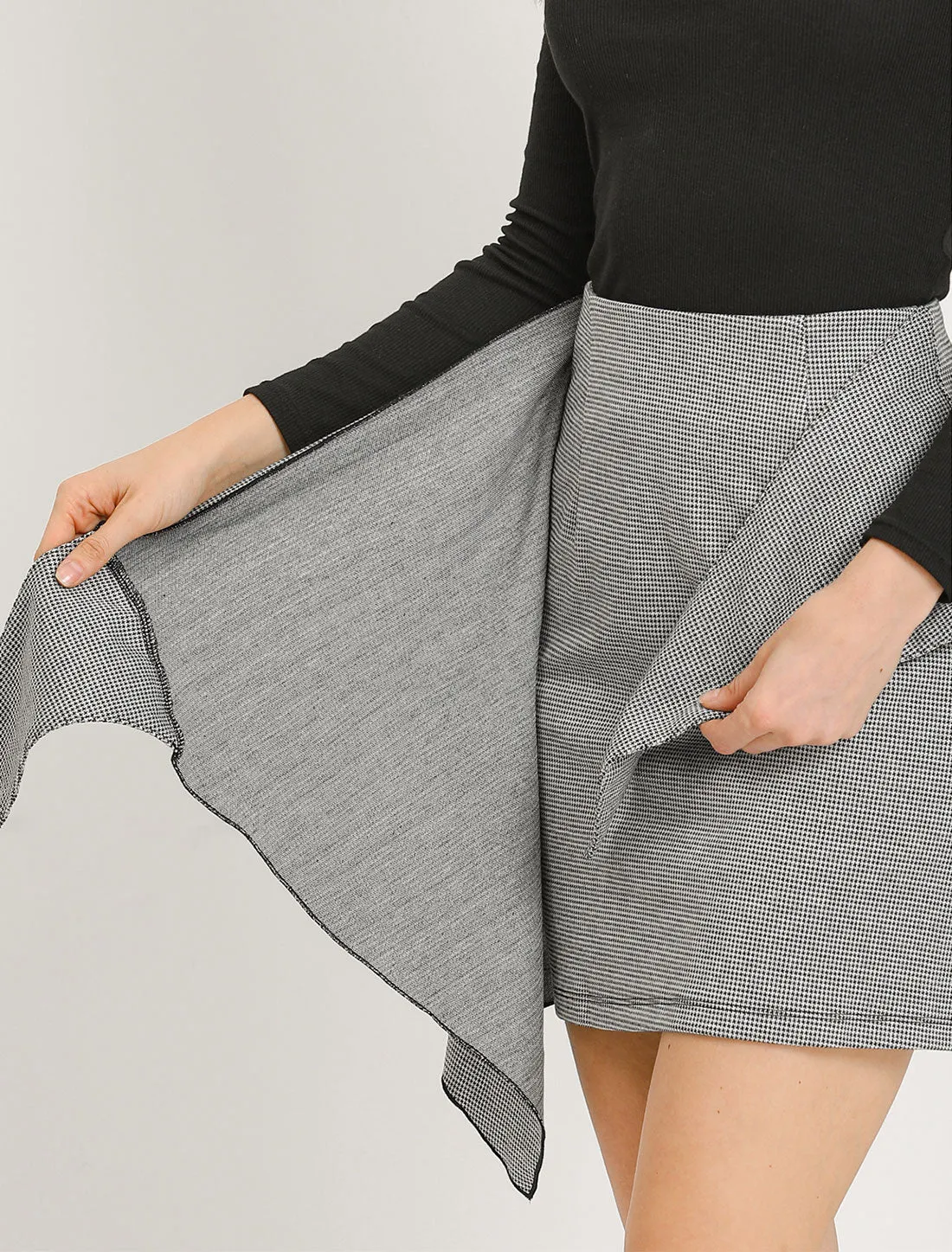 Houndstooth Tie Waist Straight Work Wrap Mini Skirt sold by Allegra K product image thumbnail 5