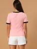 Cartoon Cat Print Contrast Crew Neck Short Sleeve T Shirt sold by Allegra K