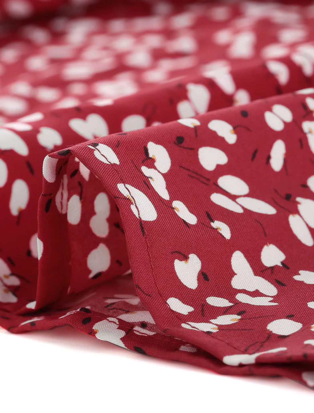 Printed Ruffled Mock Neck Puff Long Sleeve Casual Blouse Top sold by Allegra K product image thumbnail 5