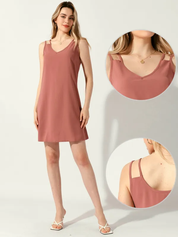Summer Casual Loose Sleeveless Mini Dress Sundress sold by Allegra K
