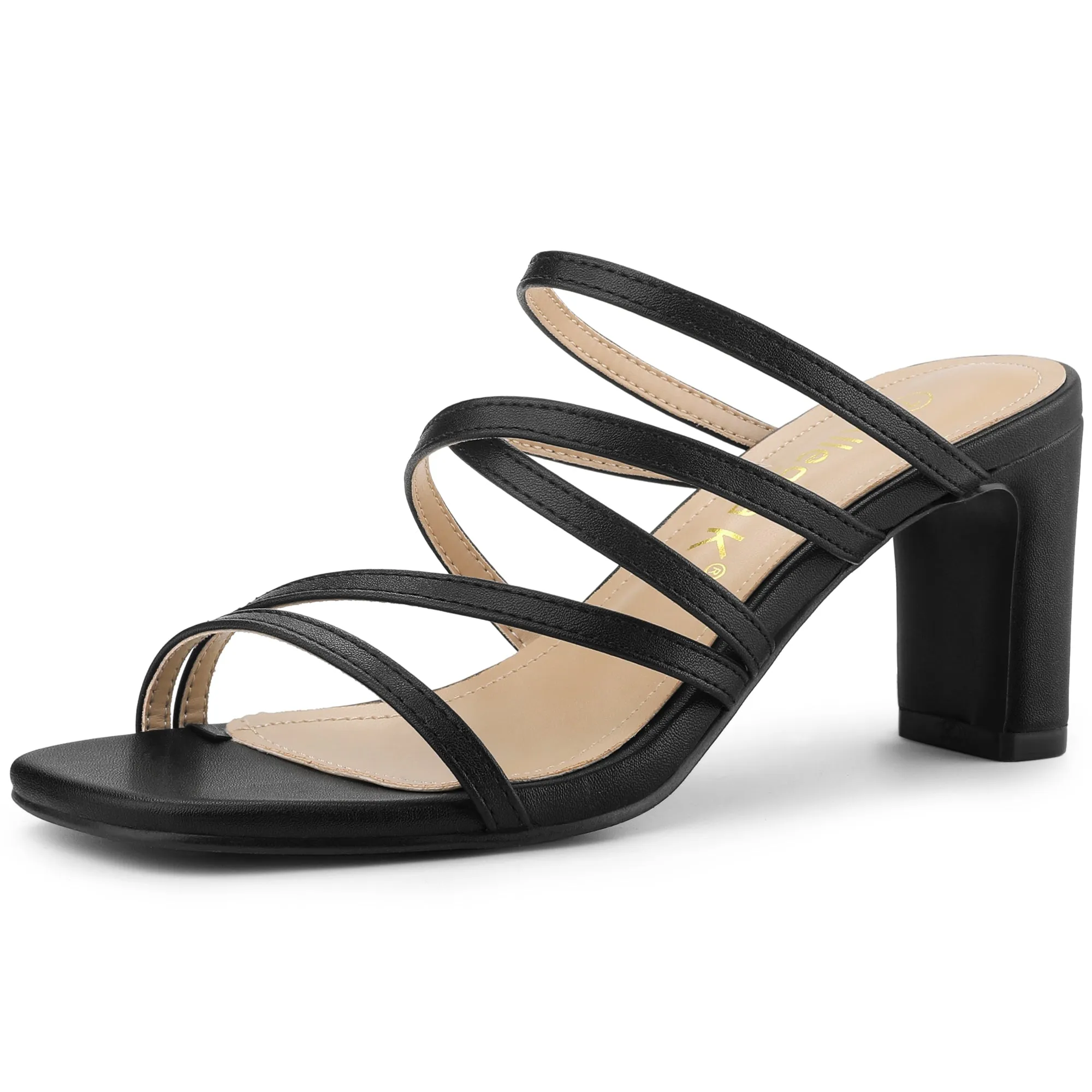 Open Toe Crisscross Strap Strappy Block Slide Heel Sandals sold by Allegra K product image thumbnail 2