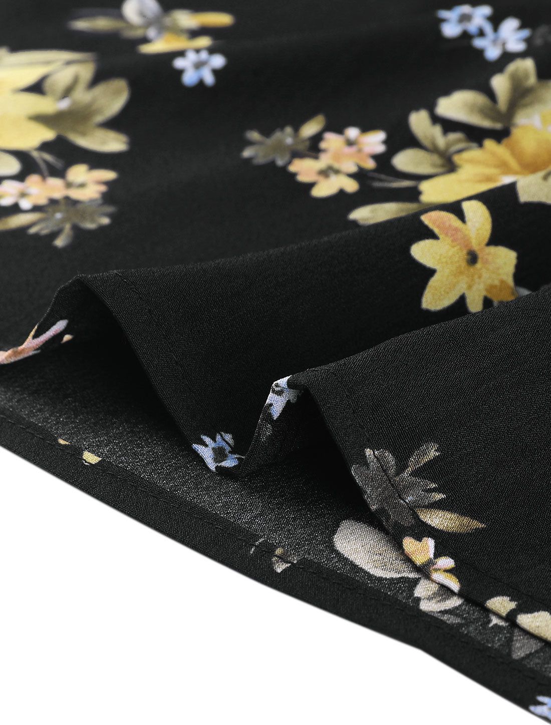 Floral Tie Waist Blouse Belted Vintage Round Neck Work Top sold by Allegra K product image thumbnail 5