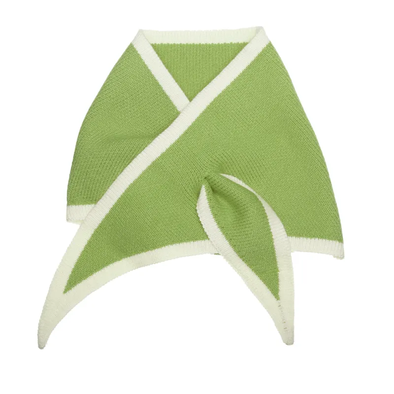 Contrast Color Triangle Knit Scarf Neckerchief Winter Shawl sold by Allegra K
