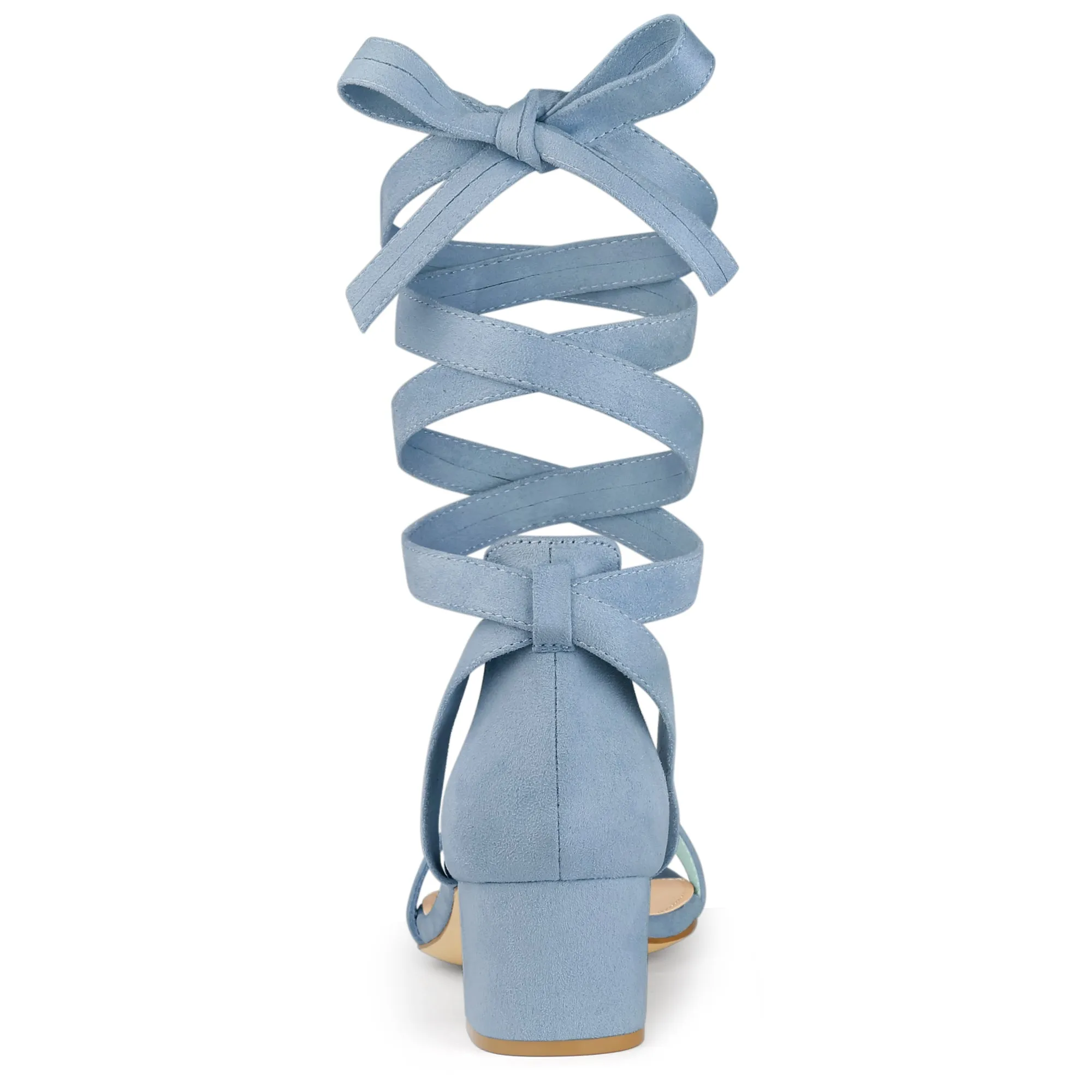 Open Toe Block Heel Lace Up Ankle Strap Sandals sold by Allegra K product image thumbnail 3